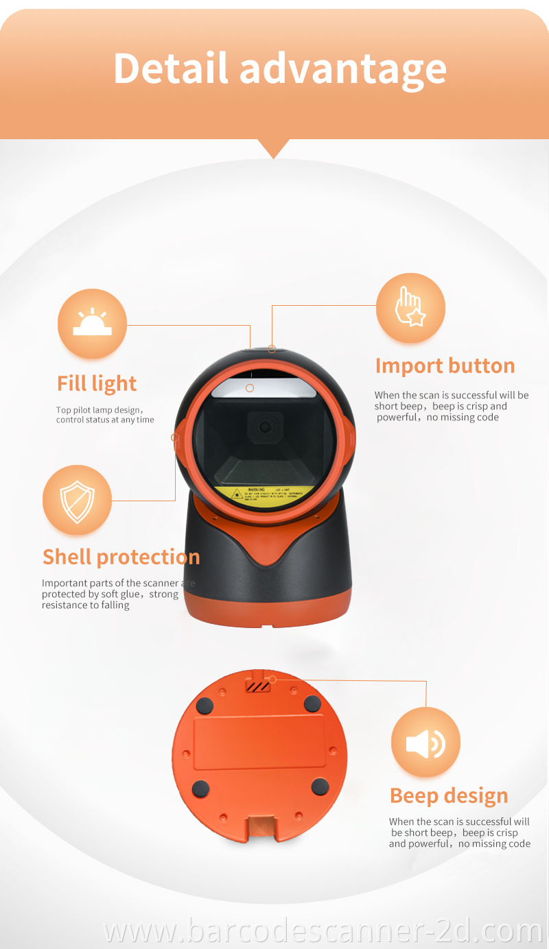 Winson High Efficiency Supermarket Omnidirectional Barcode Scanner Desk Barcode Scanner